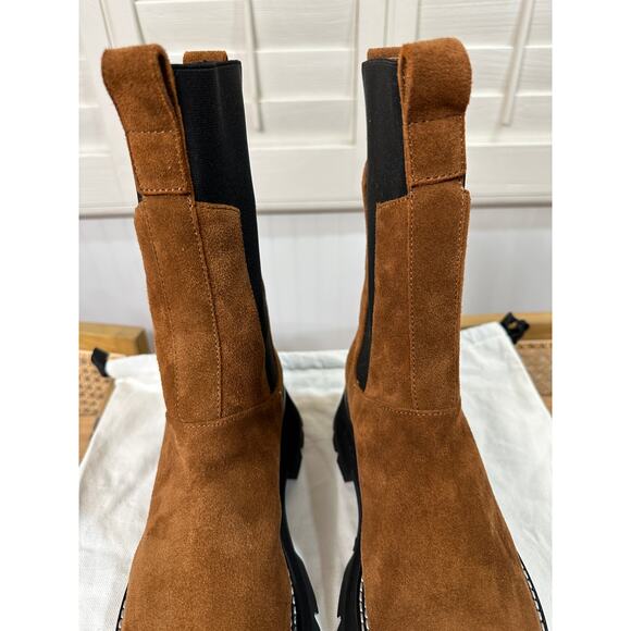 3.1 Phillip Lim Kate Lug Sole Mid Calf Combat Boot Saddle Brown Suede Sz. 10 NIB - Picture 5 of 15